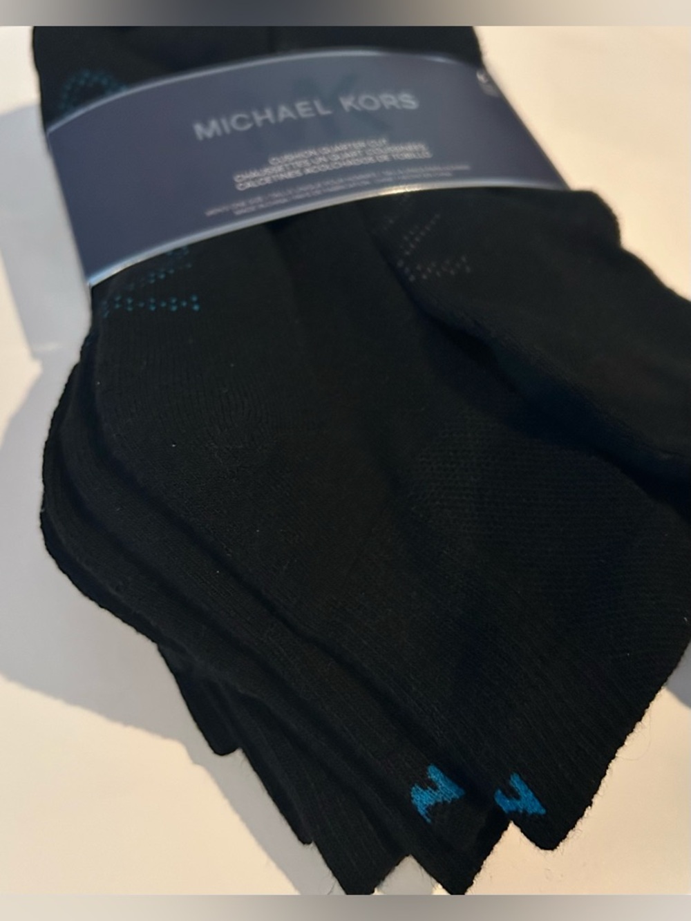 Michael Kors Men's 6-Pack Cushion Quarter Cut Socks Black NEW - Picture 2 of 6